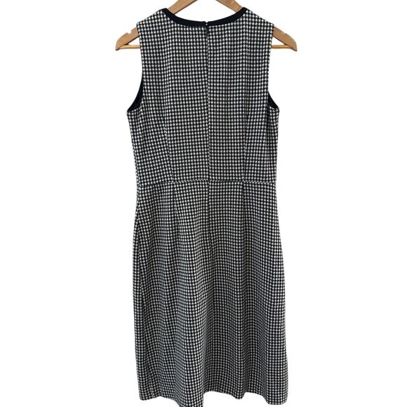 Talbots‎ Tipped Ponte Tie Neck Houndstooth Sheath Dress Black Size 6 - Picture 5 of 12